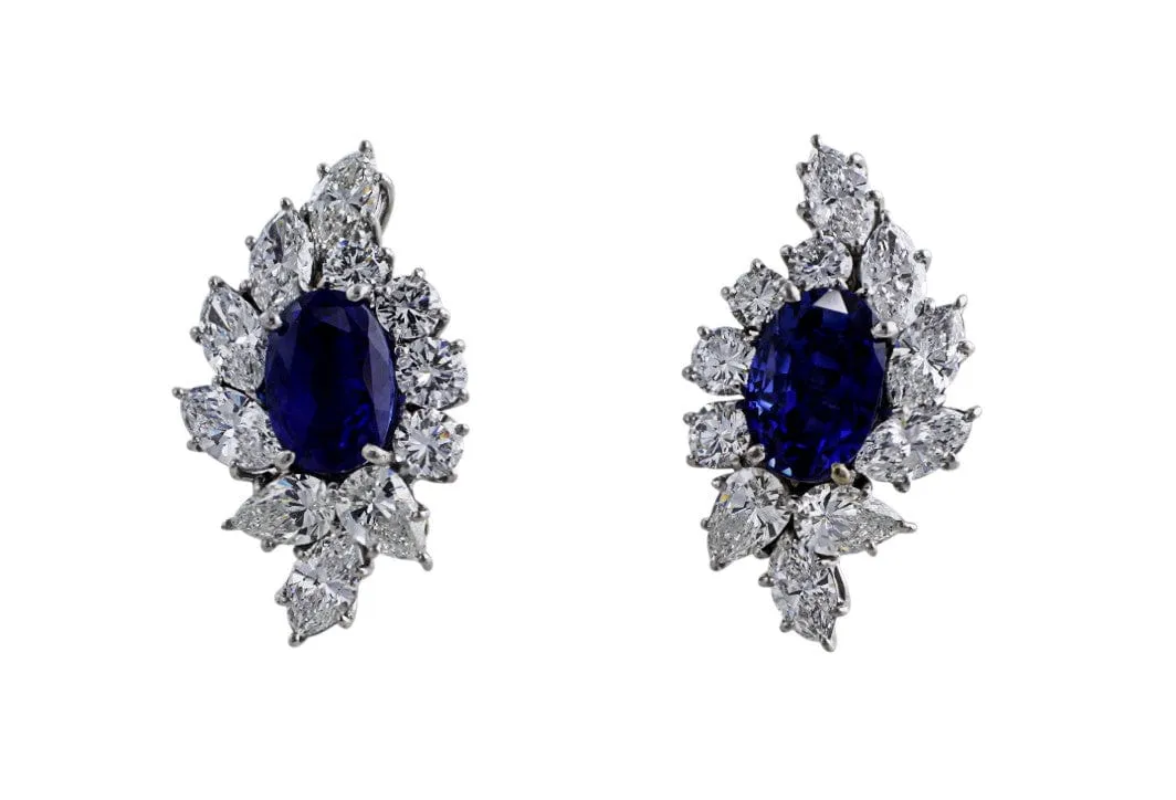 18k White Gold Unheated Burmese Sapphire Earrings