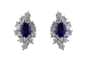 18k White Gold Unheated Burmese Sapphire Earrings