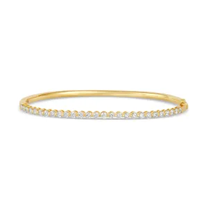 18K Yellow Gold Diamond Clasped Bangle