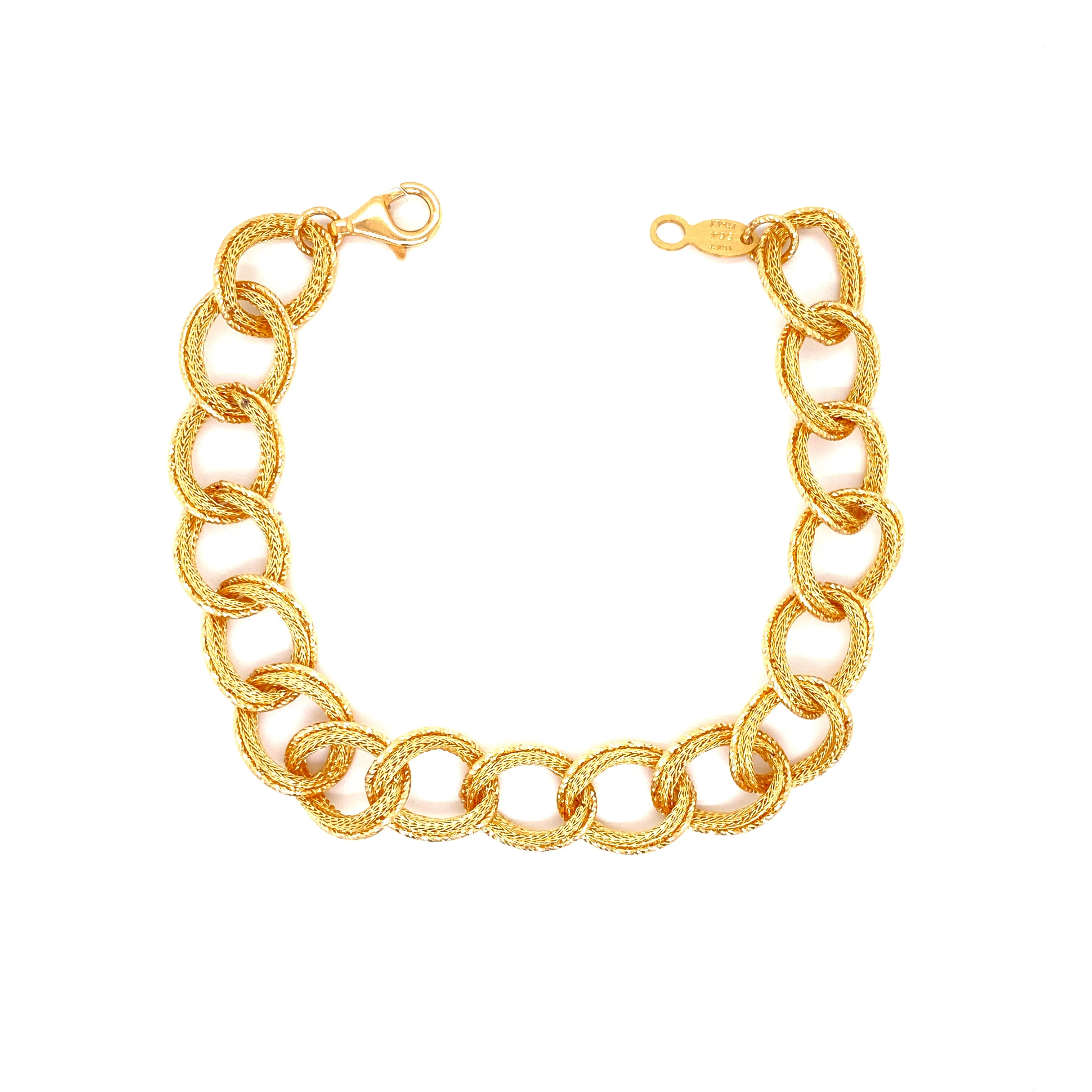 18K Yellow Gold Diamond Cut Curb Link Bracelet