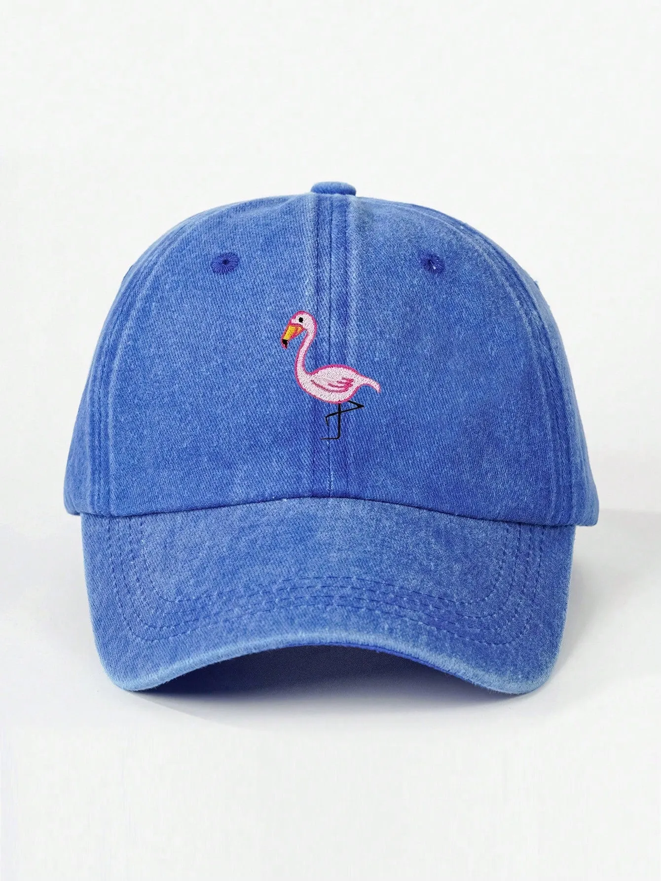 1pc Unisex Embroidered Flamingo Washed Baseball Cap, Outdoor Adjustable Sun Protection Cap For Spring/Autumn, Suitable For Travel/Beach/Holiday, Y2K Style Youth Hat