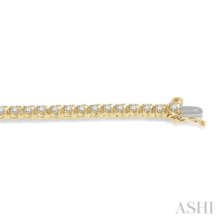 2 ctw Round Cut Diamond Tulip Bracelet in 14K Yellow Gold