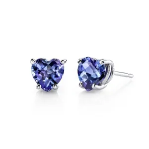 24k White Gold Plated 2 Cttw Alexandrite Heart Stud Earrings