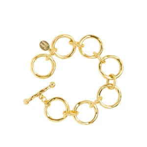 24kt Gold Large Round Chain Bracelet