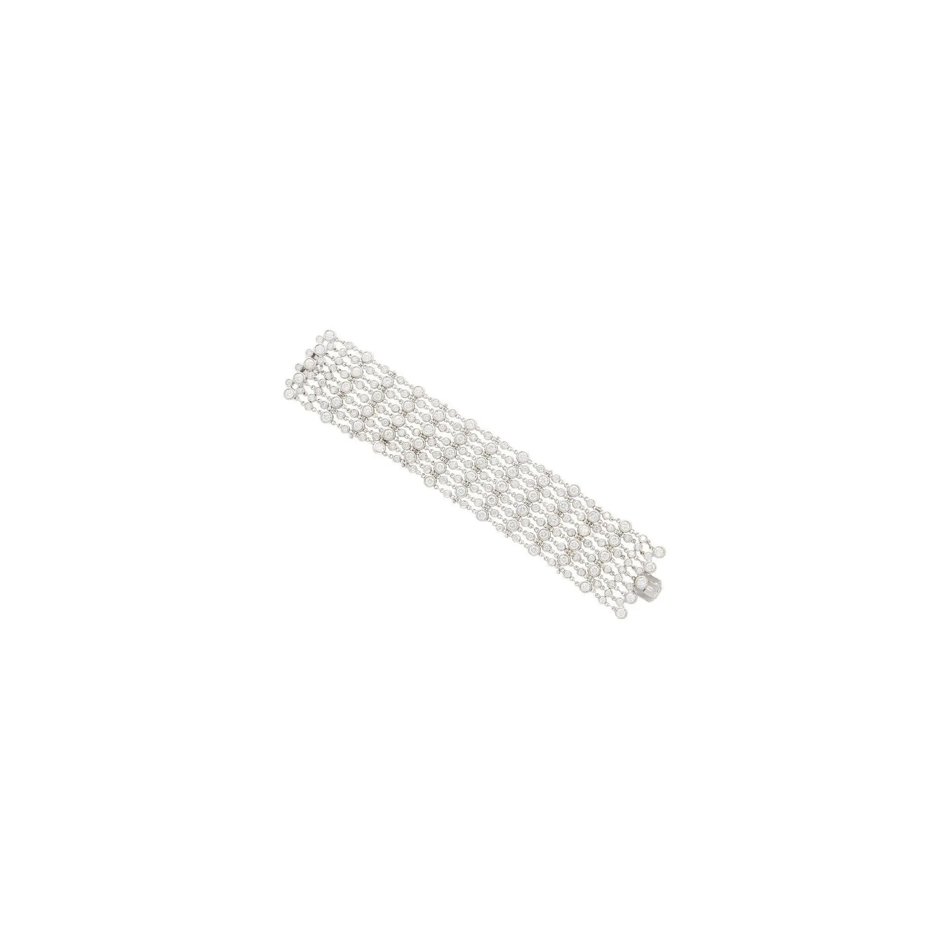 25 Carat Total Round Cut Natural Diamond Bezel Set Link Bracelet in 18K White Gold