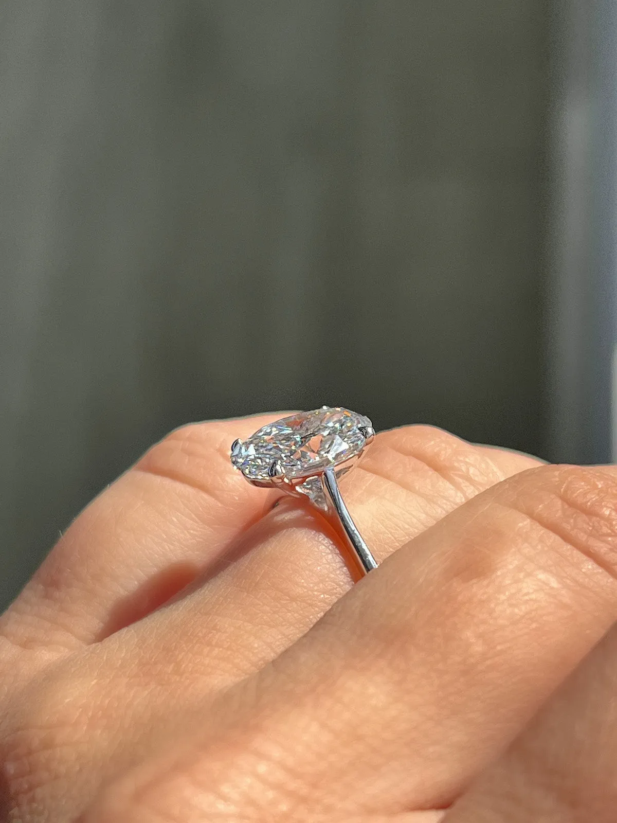 3.00 Carat Oval Lab Created Solitaire Diamond Engagement Ring