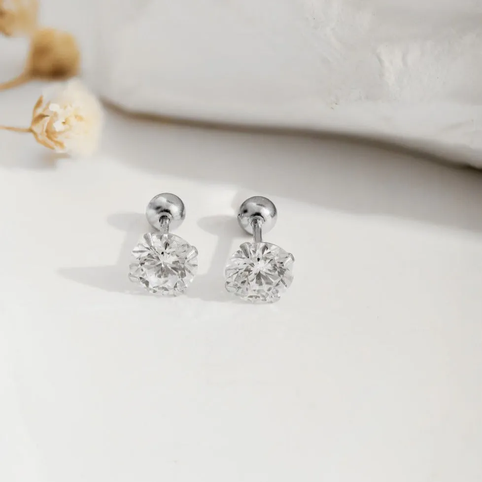 3mm/4mm/5mm/6mm Ball Closure Classic Solitaire Studs Earrings