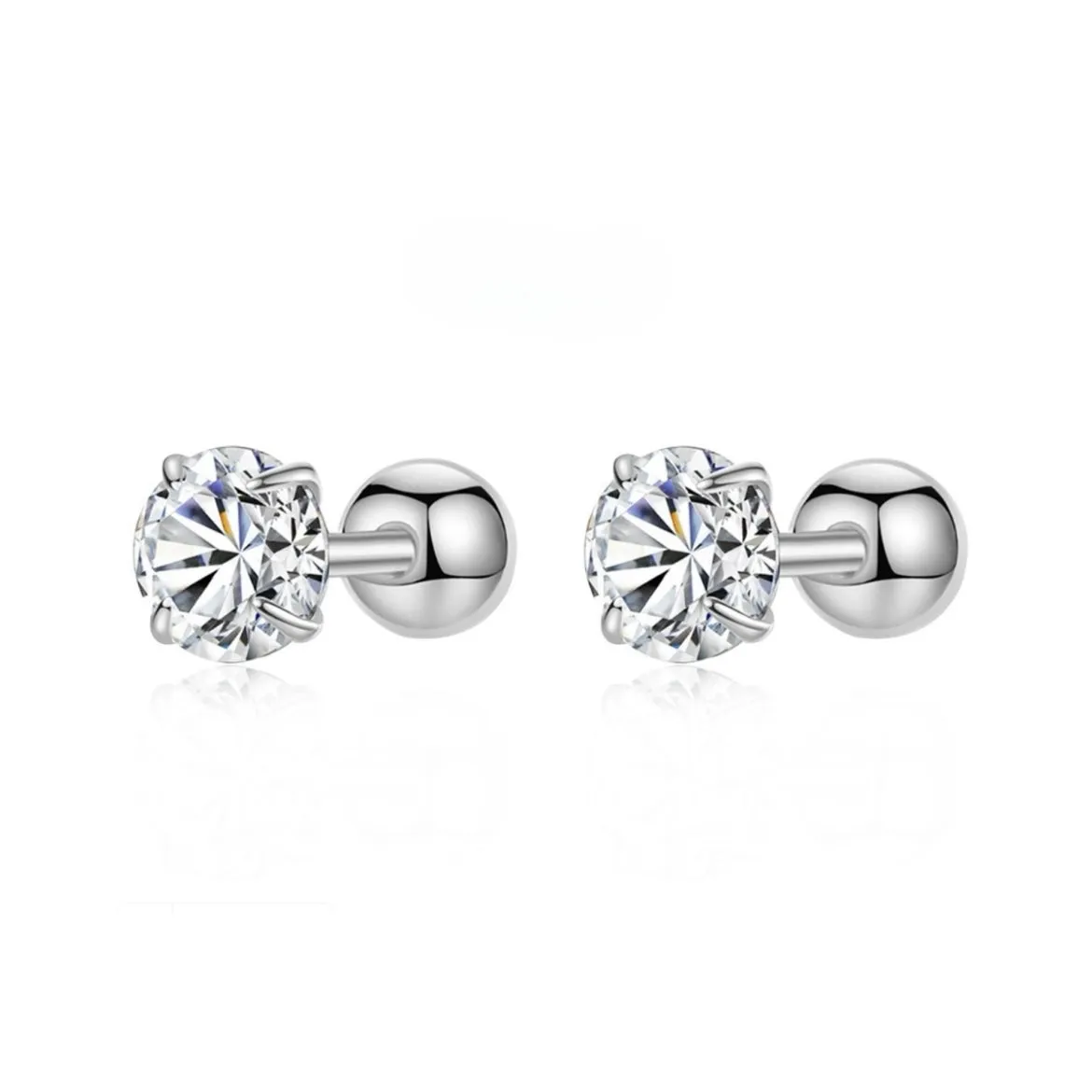 3mm/4mm/5mm/6mm Ball Closure Classic Solitaire Studs Earrings