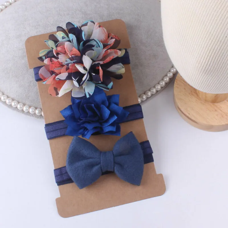 3pcs Headband Ribbon, Headdress Bowknot, Floral Hair Band Bow, 8 Styles