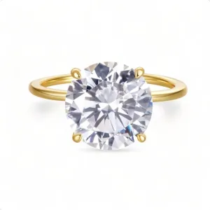 4 Prong 4 Carat Round Brilliant Solitaire Engagement Ring - Gold