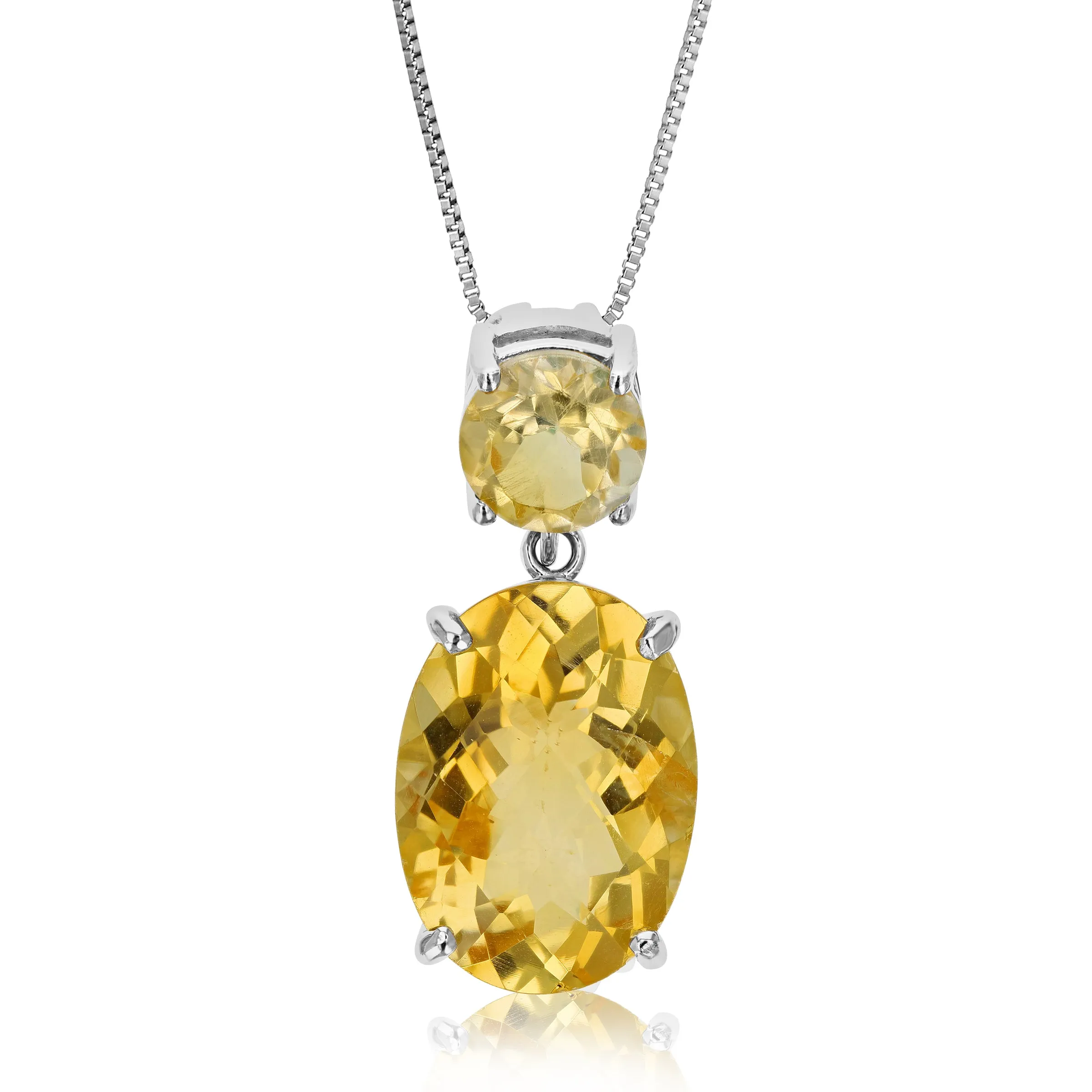 5.5 cttw Pendant Necklace, Citrine Oval Pendant Necklace for Women in .925 Sterling Silver with 18 Inch Chain, Prong Setting