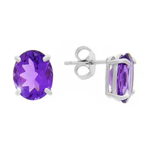 9 karat Weißes Gold Amethyst Ohrstecker Ohrringe