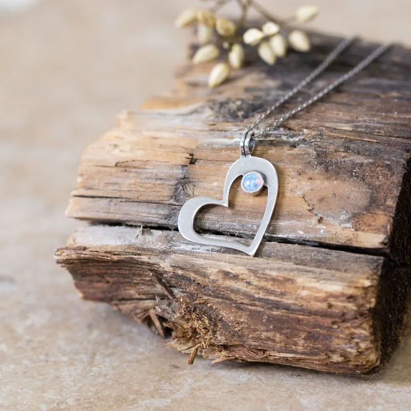 925 Silver Heart Shape Pendant inlaid with Blue Opal