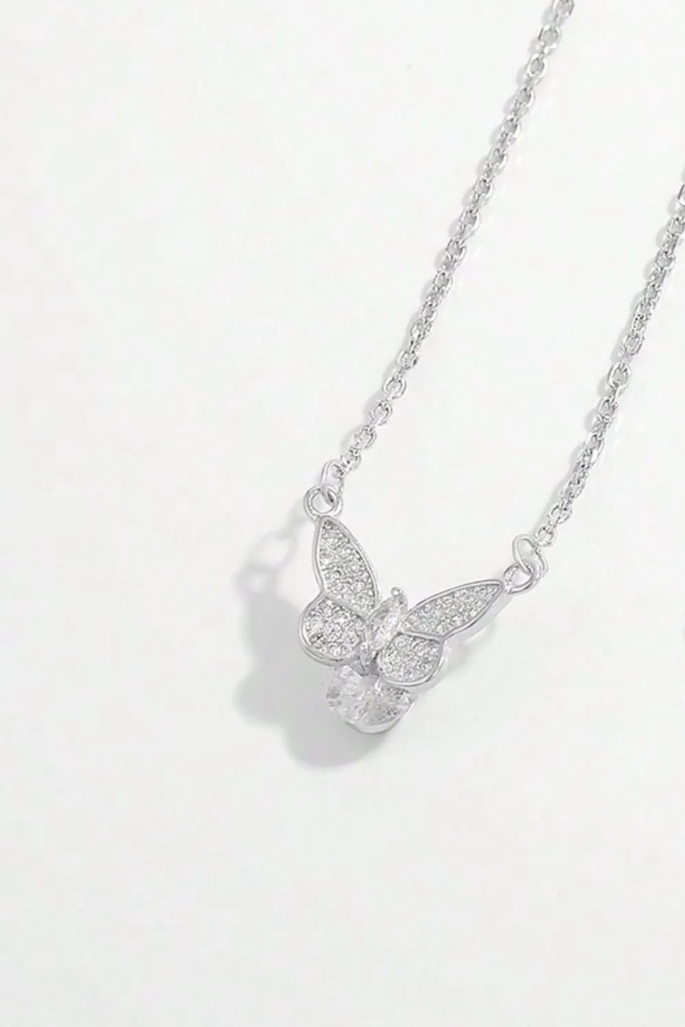 925 Sterling Silver Zircon Butterfly Necklace