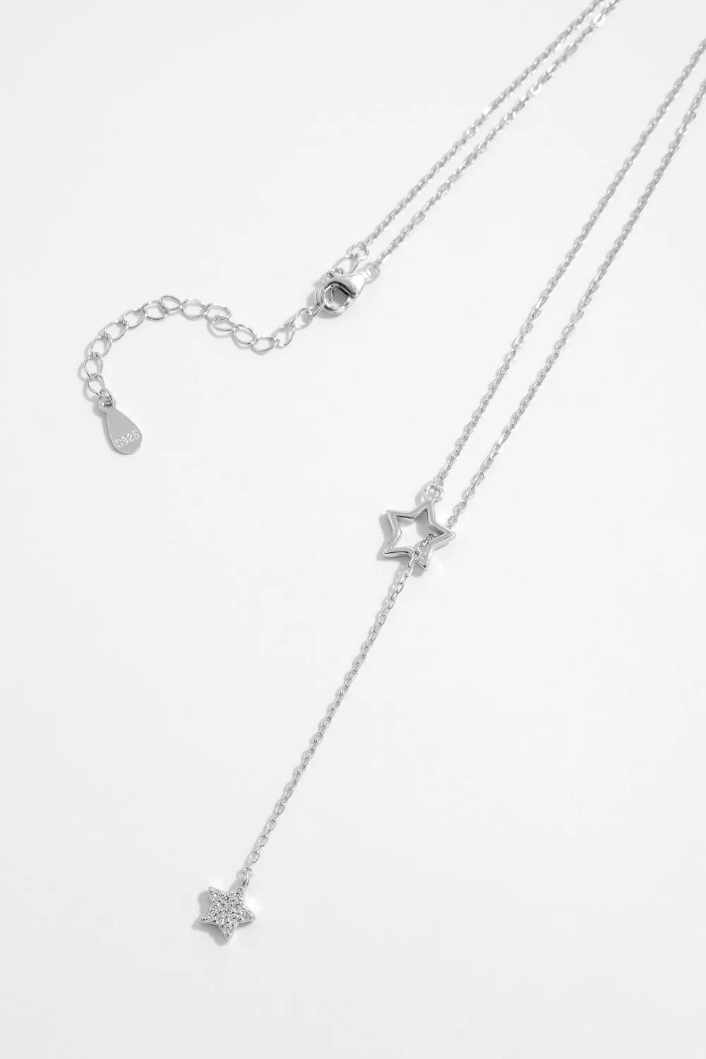 925 Sterling Silver Zircon Star Drop Necklace