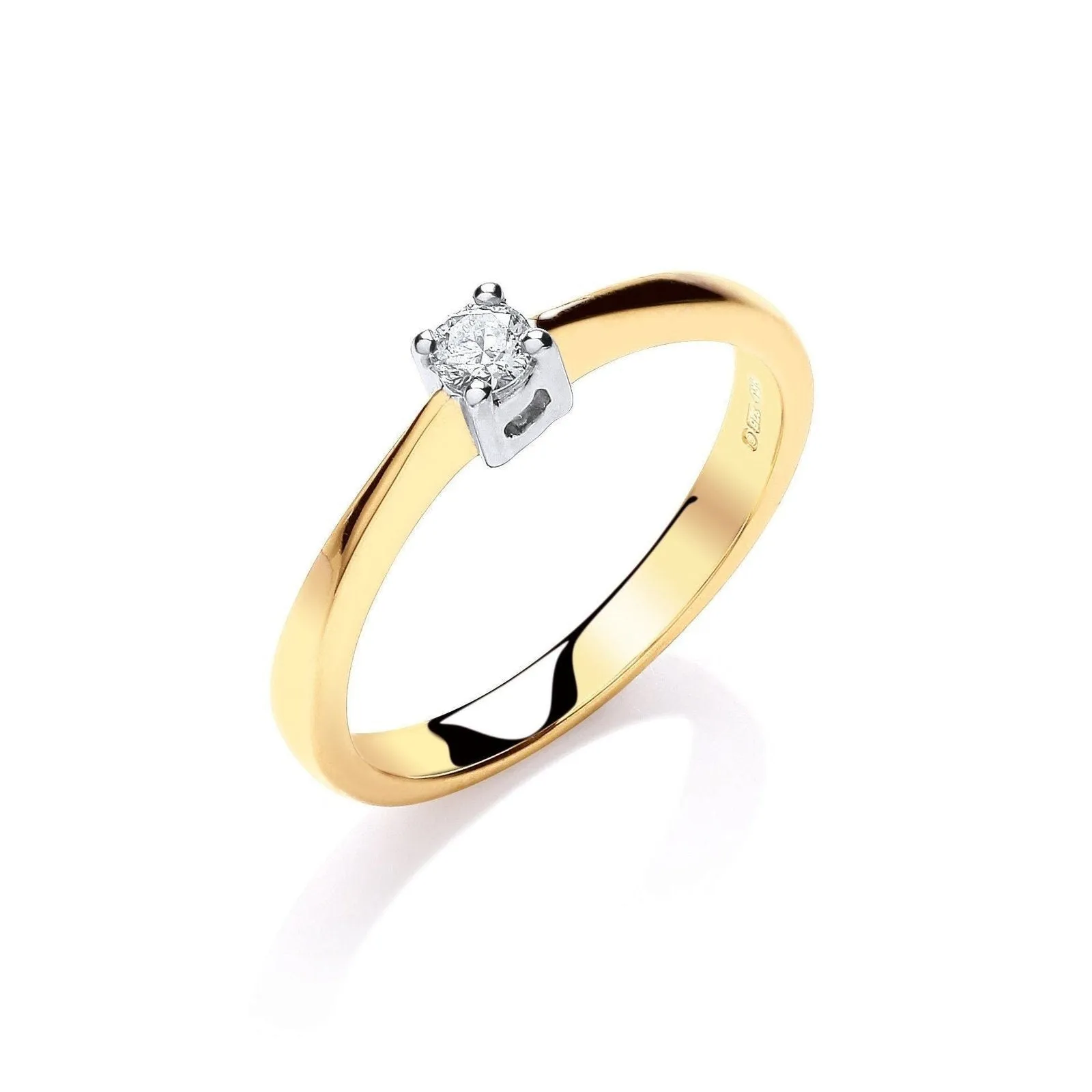 9ct Gold Classic Solitaire Diamond Engagement Ring, 0.10ct, Golden Promise, All Sizes