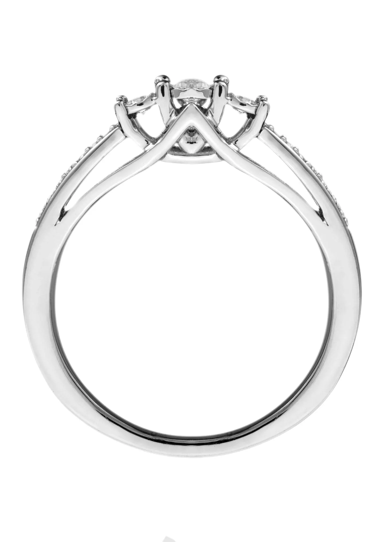 9ct White Gold Three Stone 0.16ct Diamond Ring