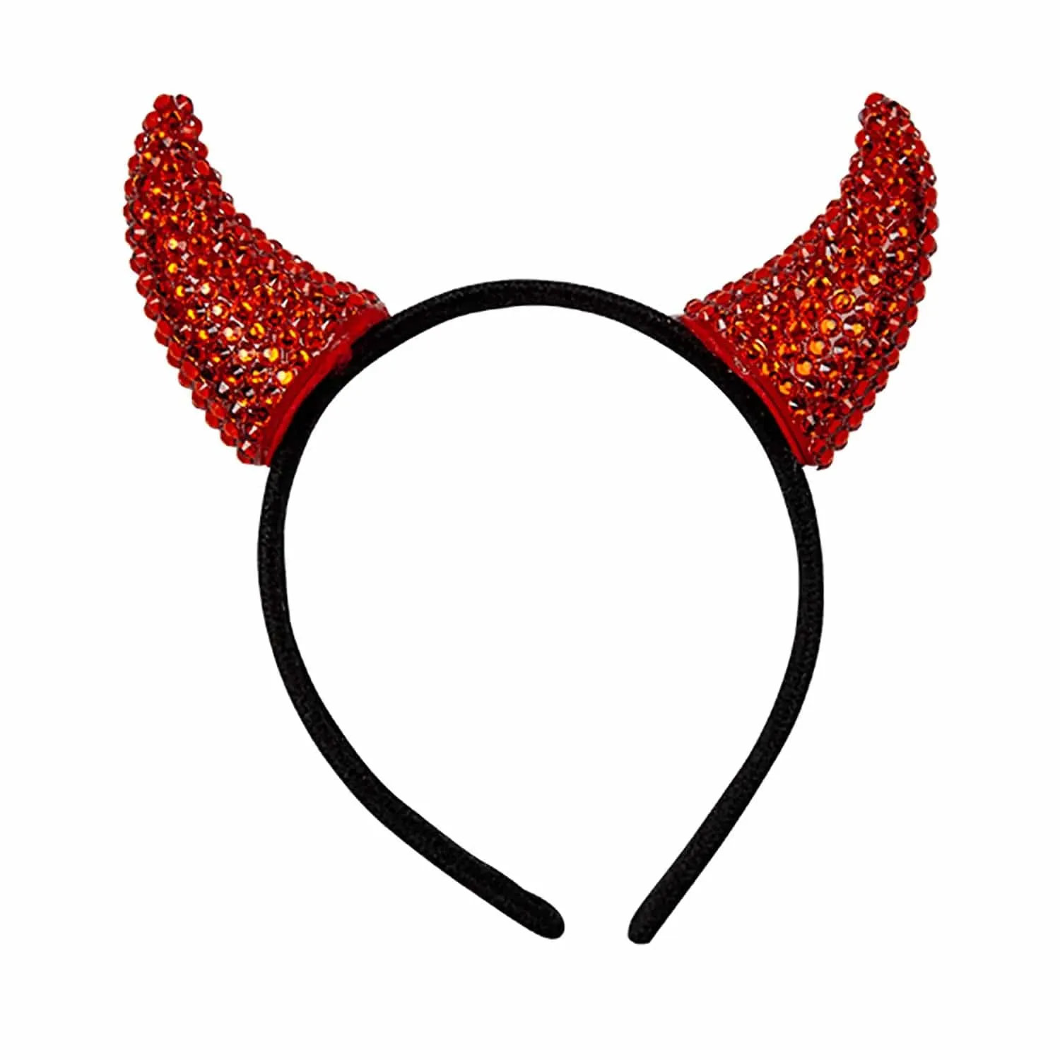 Adults Deluxe Devil Horns Headband Red Diamante Halloween Hat