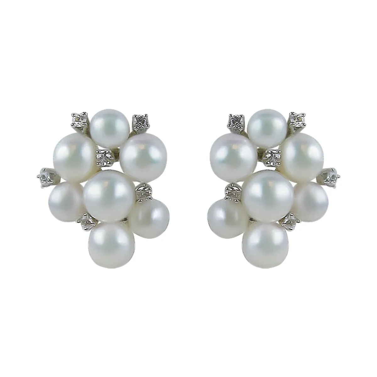 Akoya Pearl and Diamond Cluster Earrings