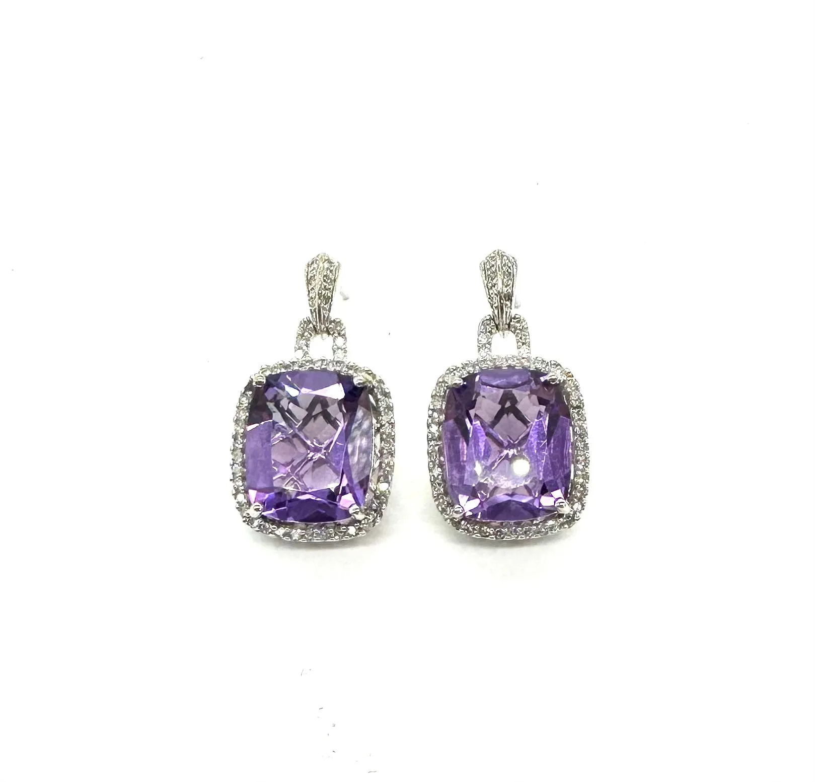 Amethyst & Diamond Halo Earrings