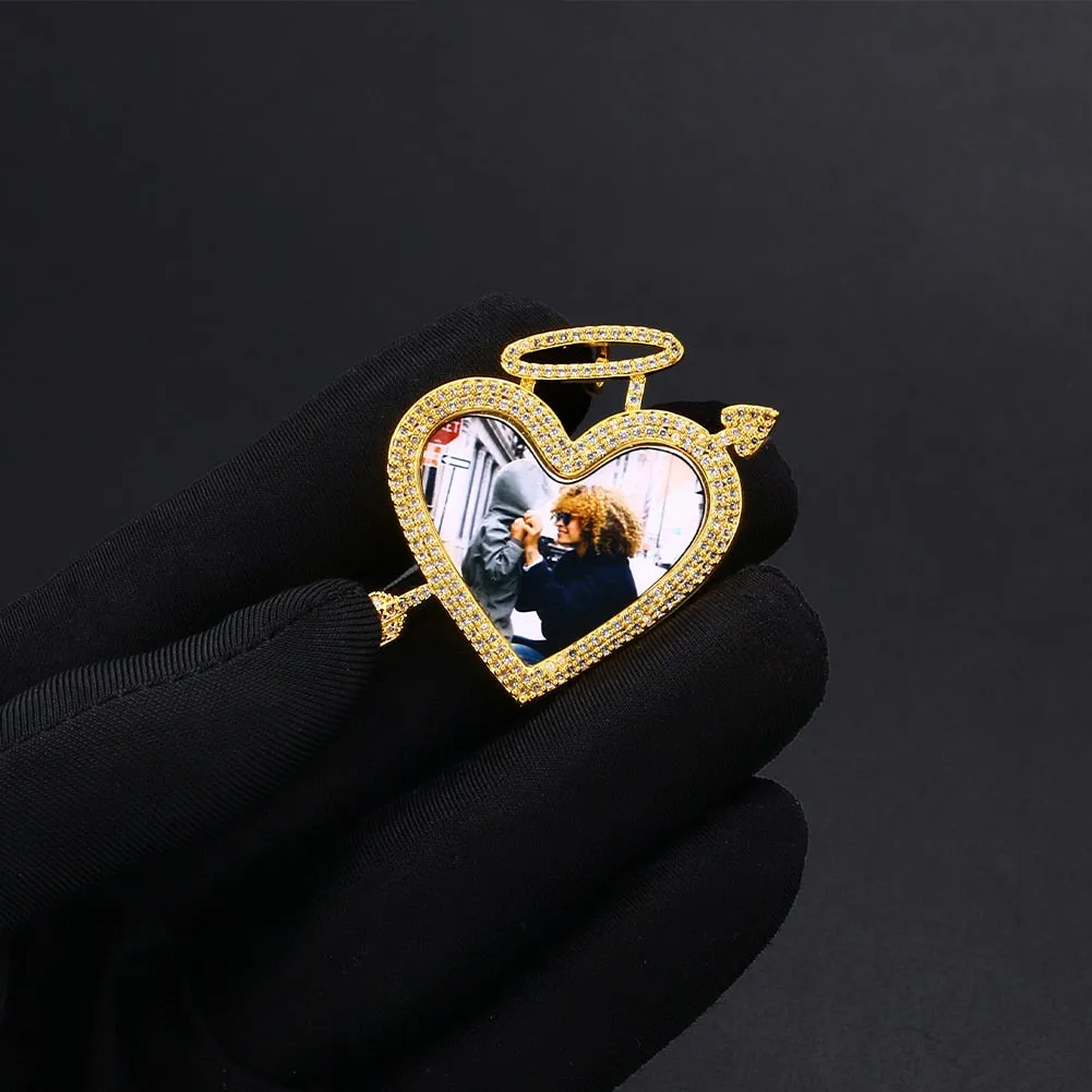 Angel Ring Custom Heart Medallion Picture Necklace