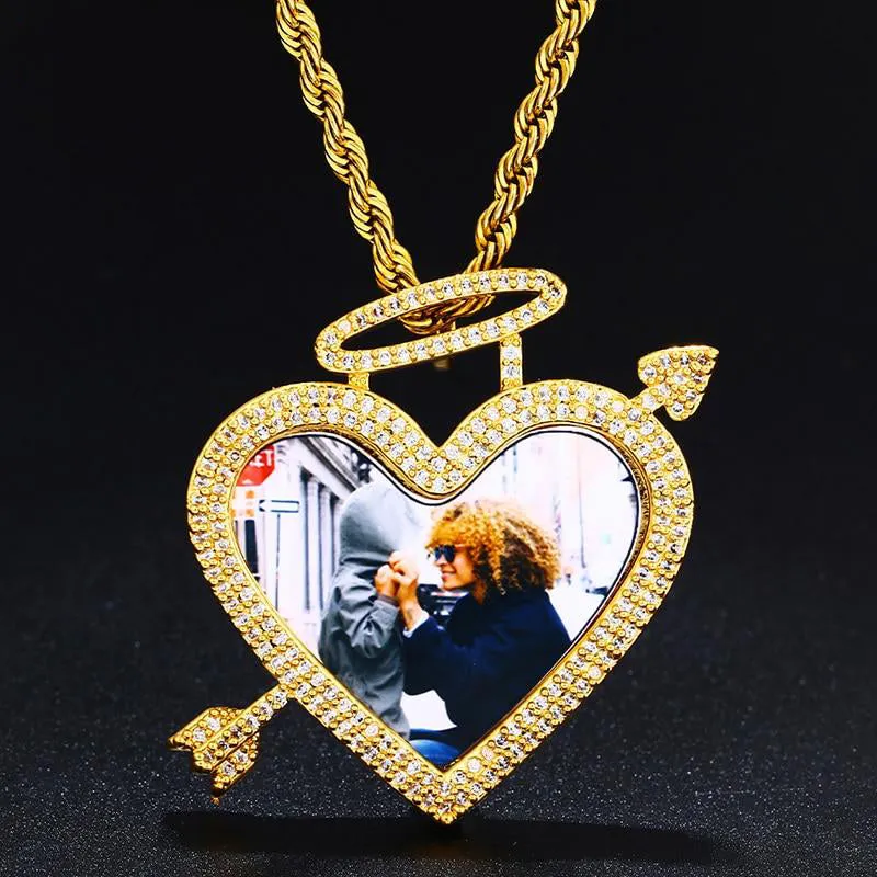 Angel Ring Custom Heart Medallion Picture Necklace