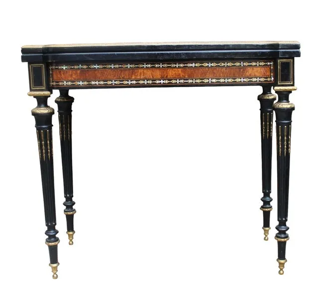 Antique French Napoleon III Inlaid Card Table