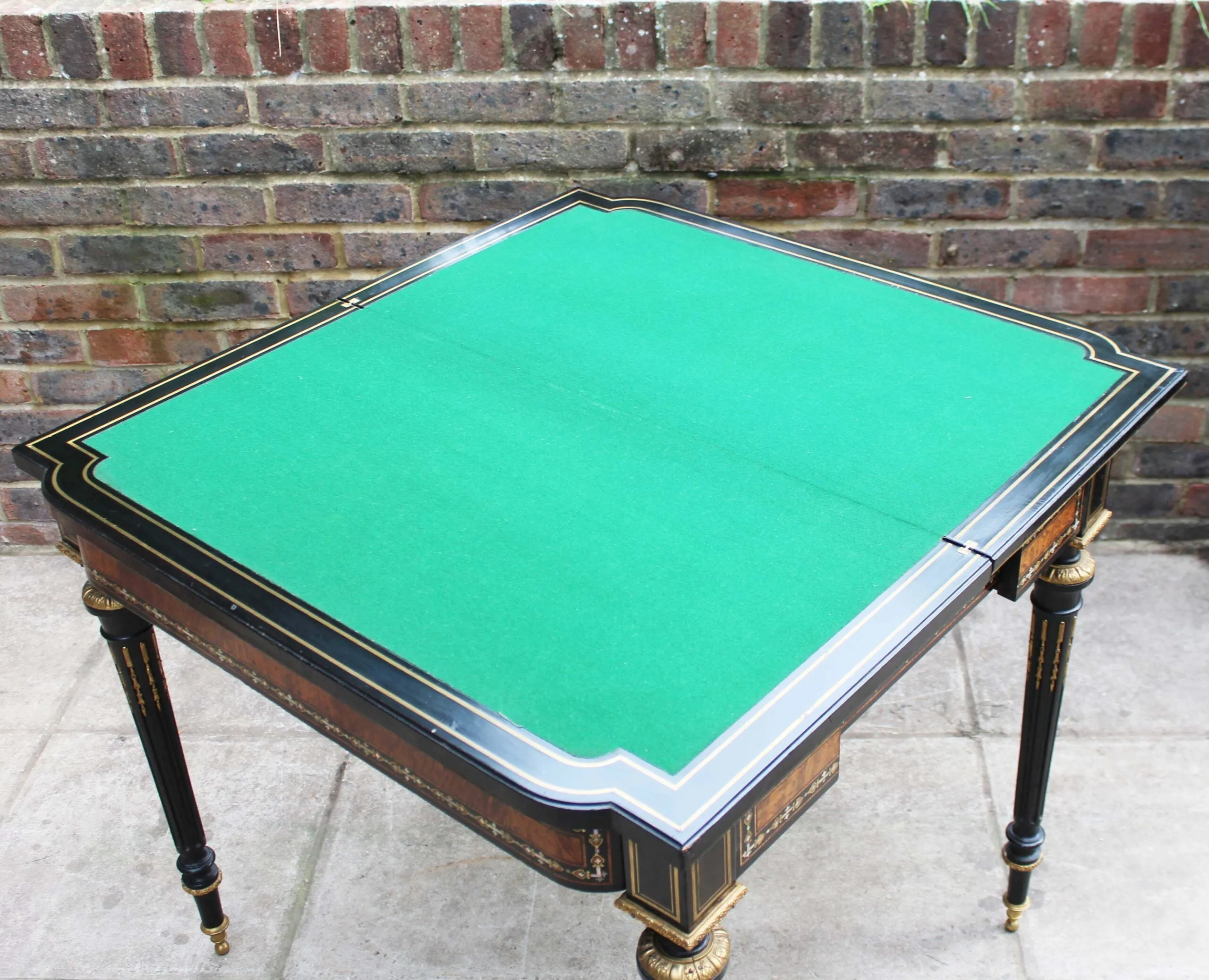 Antique French Napoleon III Inlaid Card Table