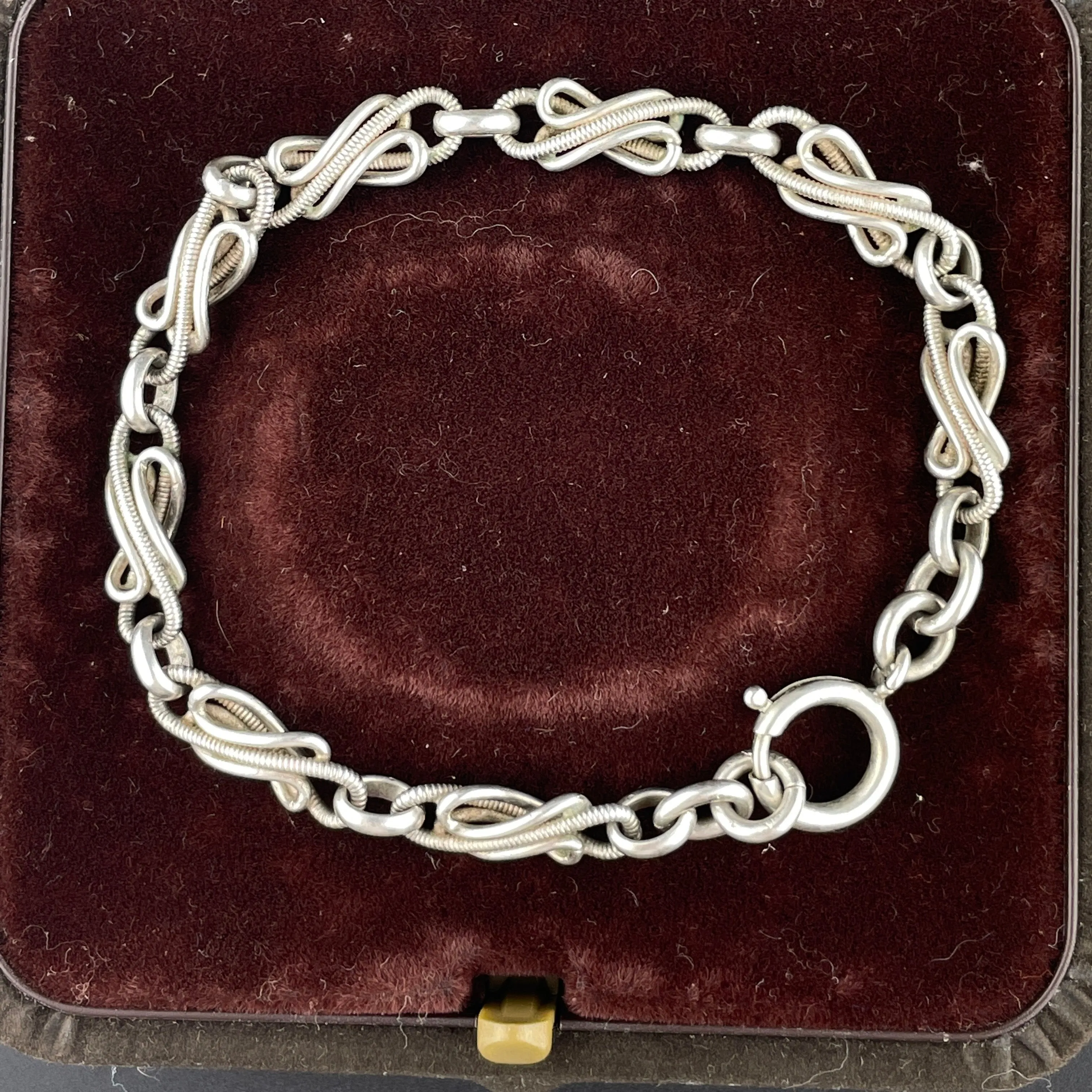 Antique French Silver Love Knot Albert Watch Chain Bracelet