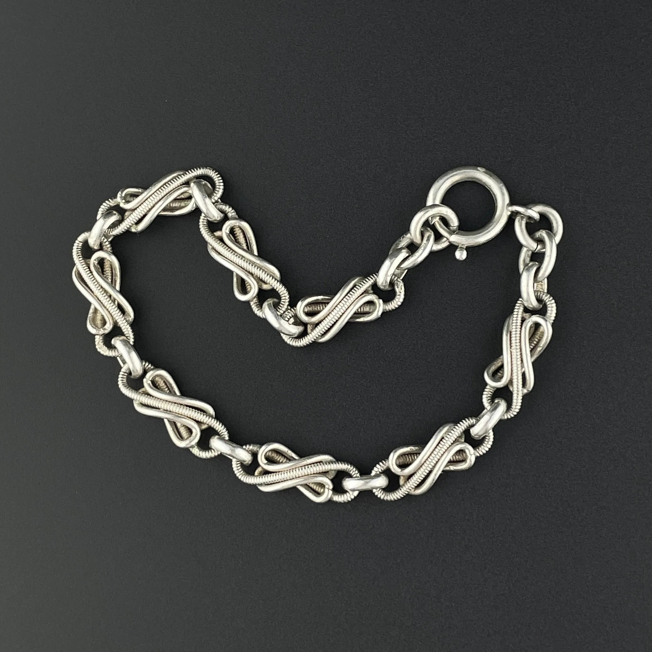 Antique French Silver Love Knot Albert Watch Chain Bracelet