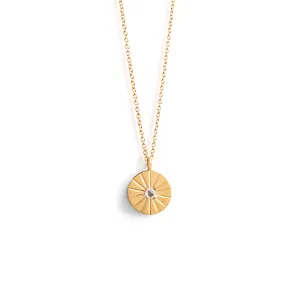 April Quartz Mini Sundial Birthstone Necklace