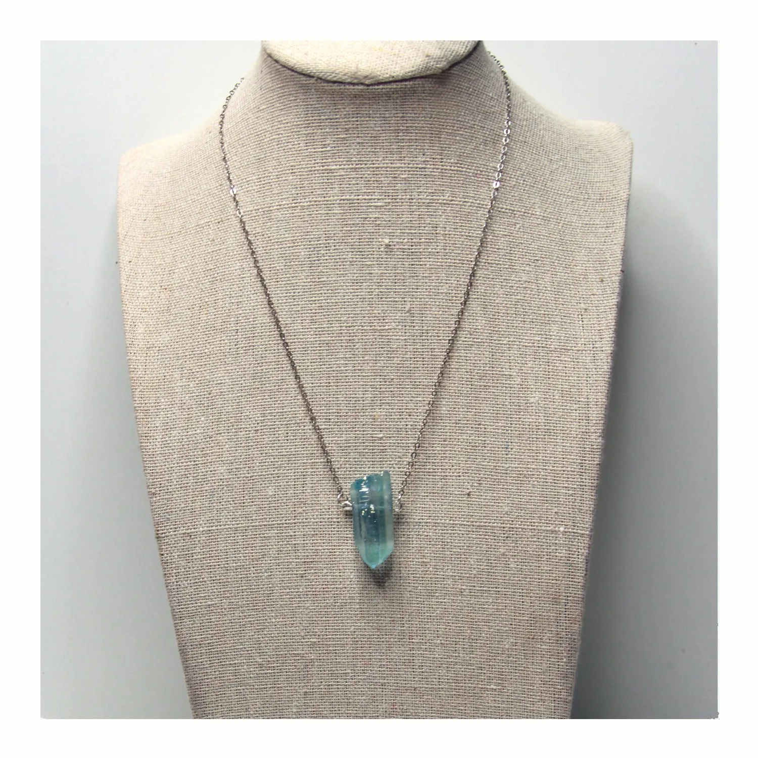 Aqua Aura Quartz Necklace