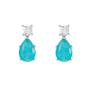 Aqua Topaz Gemstone Statement Earrings