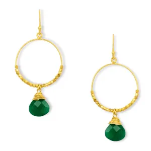 Ashiana Marie Gold Hoop Earrings Green Onyx