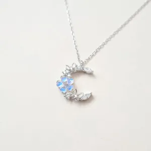 Aurora Crescent Flower Necklace 925 Silver