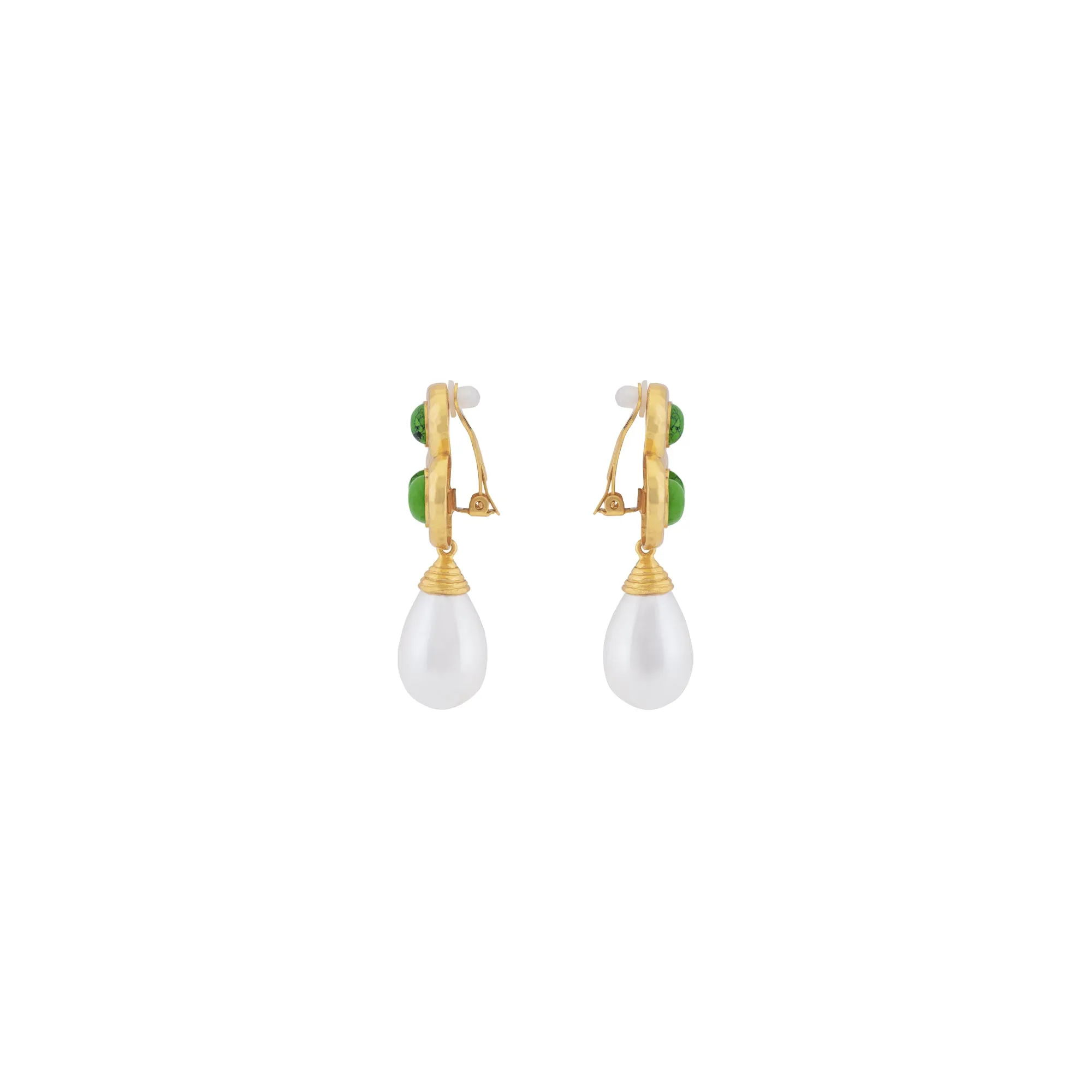 Ava Earrings Green Turquoise & Pearl