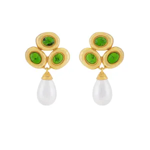 Ava Earrings Green Turquoise & Pearl