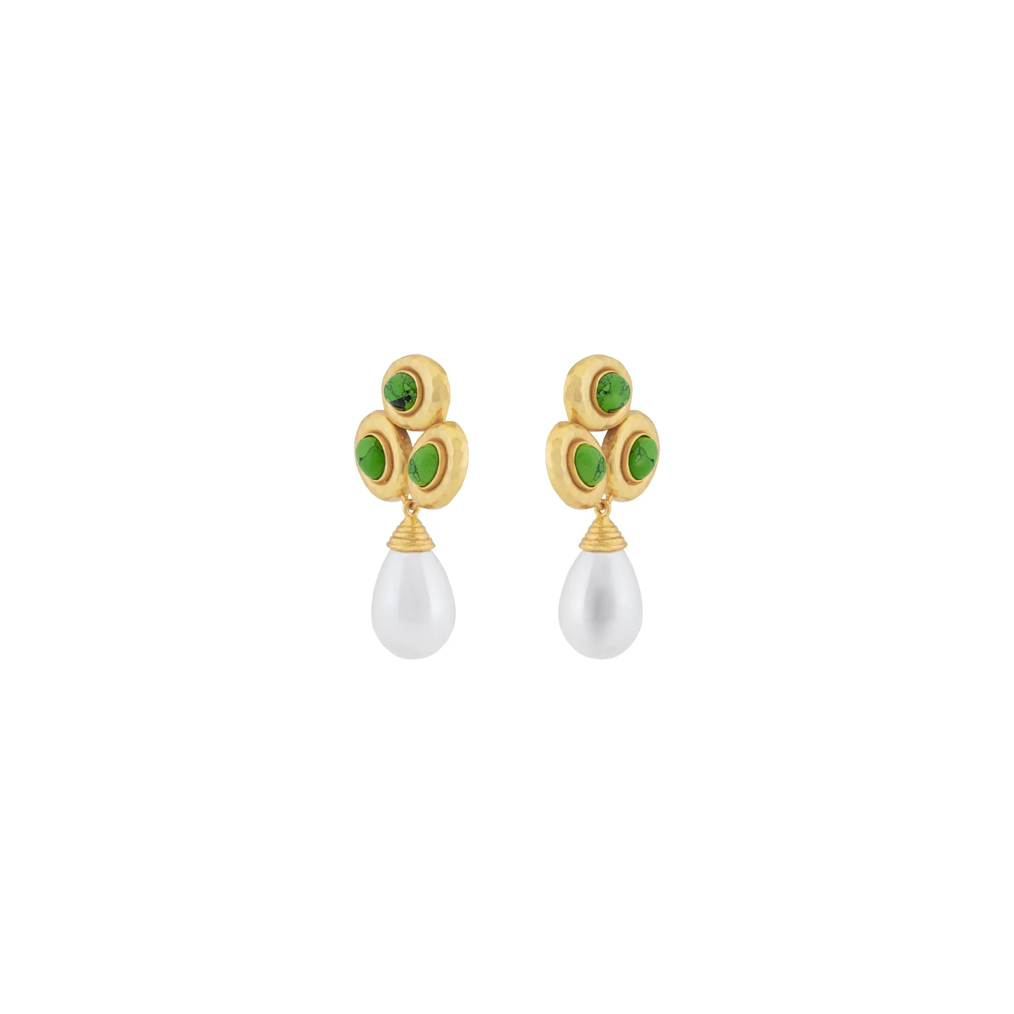 Ava Earrings Green Turquoise & Pearl