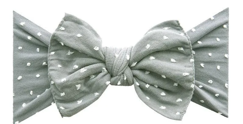 Baby Bling Grey Shabby Dot Patterned Knot Headband