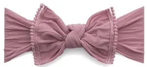 Baby Bling Mauve Mini Pom Trimmed Knot Headband