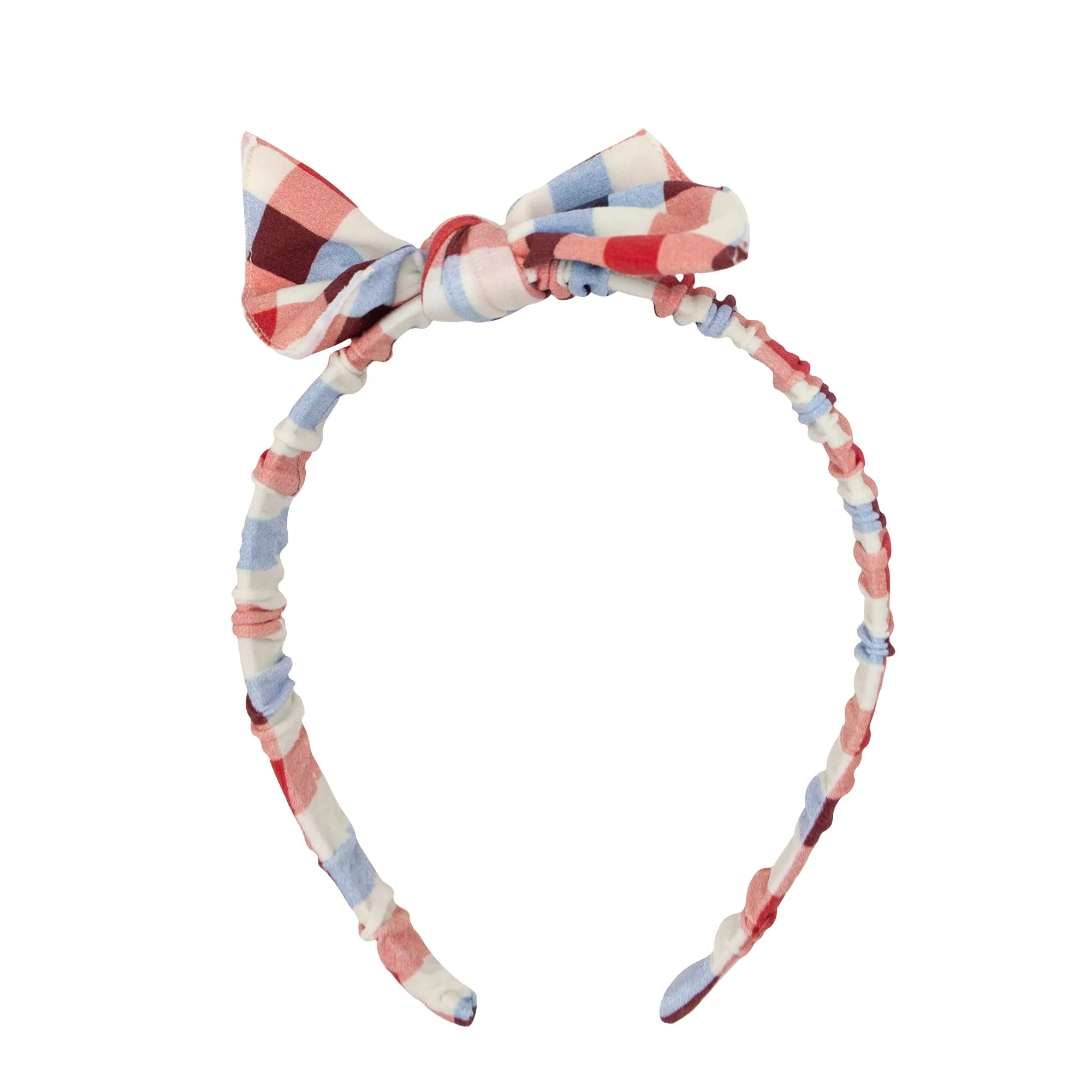 Baby Bling Summertime Check Printed Tied Hard Headband