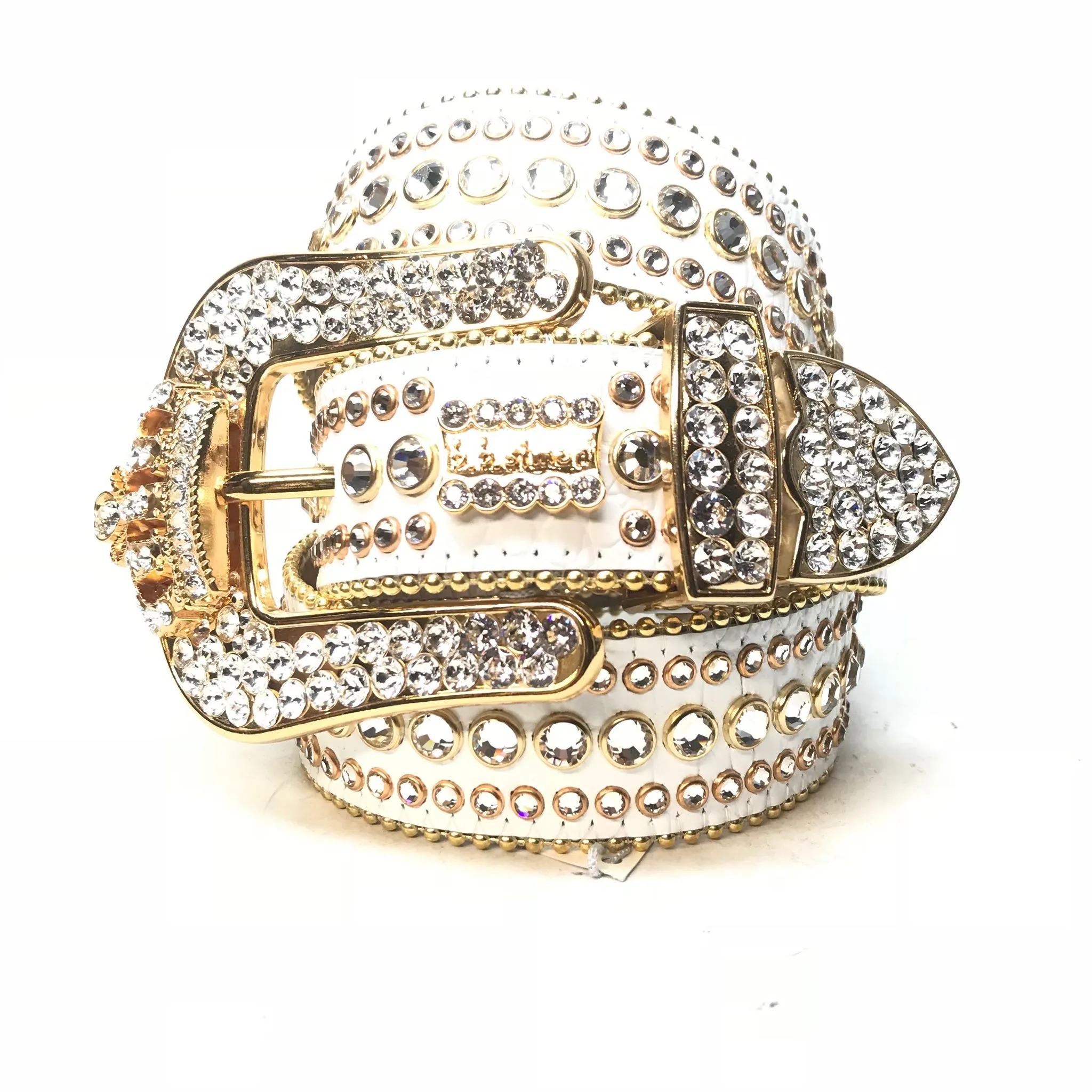 b.b. Simon 'White Gold Crown' Fully Loaded Crystal Belt