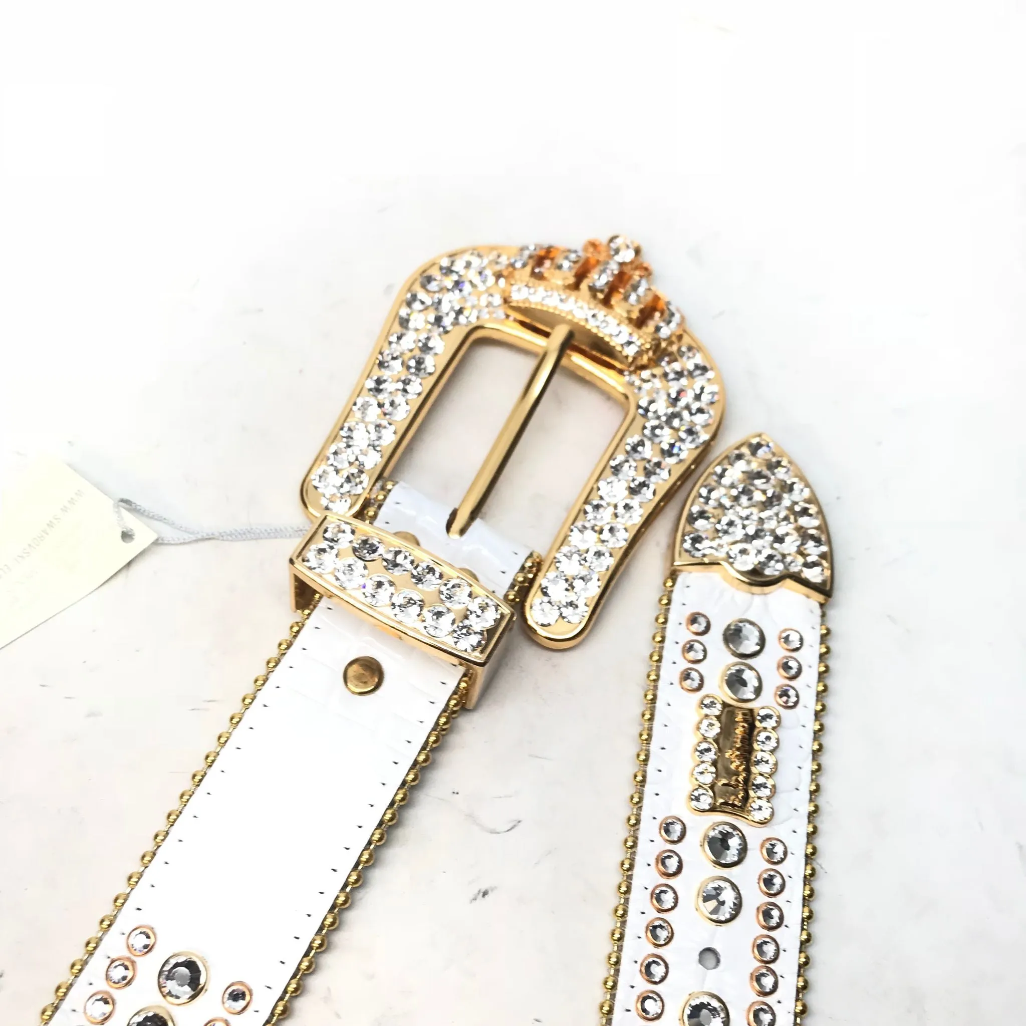 b.b. Simon 'White Gold Crown' Fully Loaded Crystal Belt