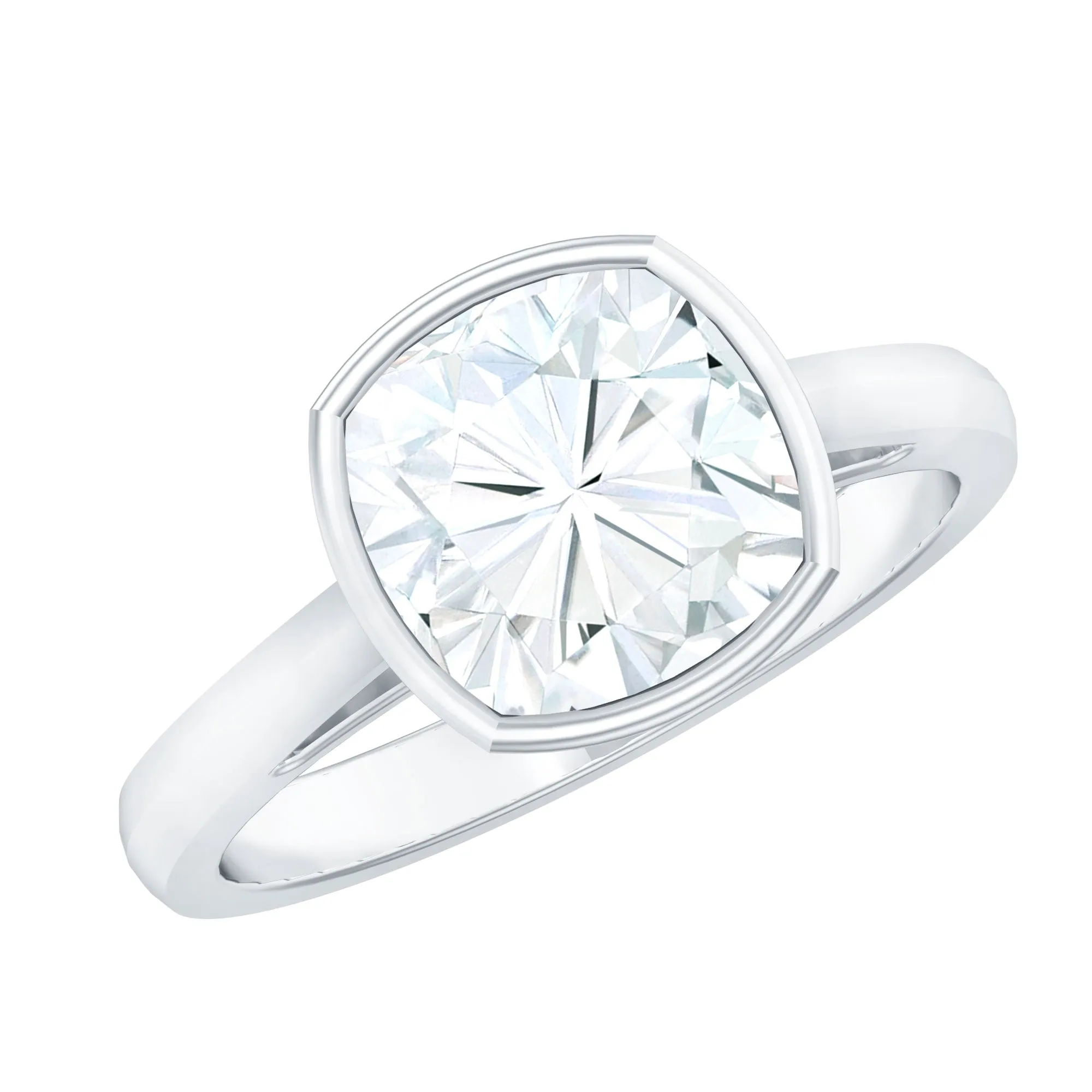 Bezel Set Certified Moissanite Solitaire Engagement Ring