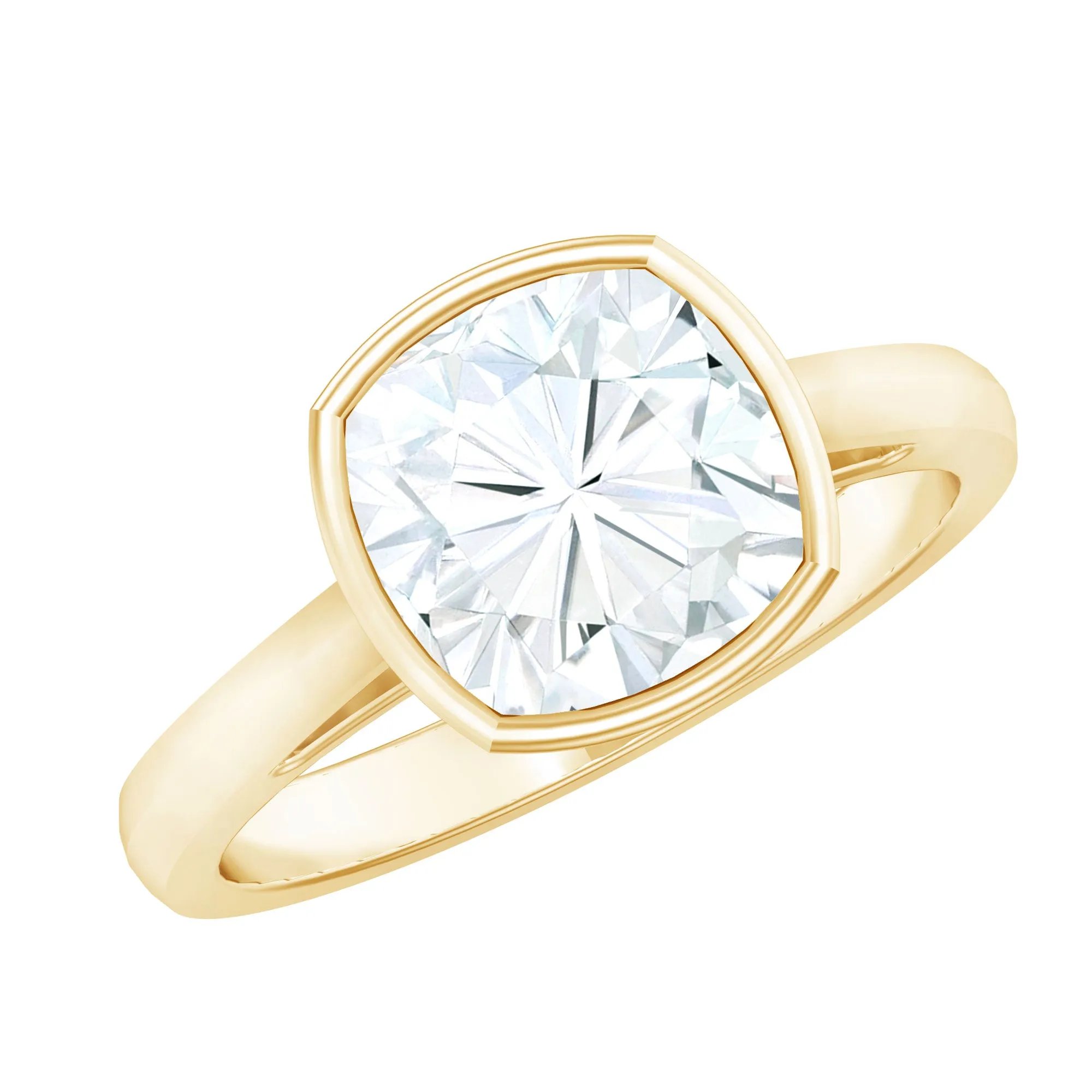 Bezel Set Certified Moissanite Solitaire Engagement Ring