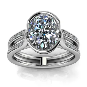 Bezel Set Oval Engagement Ring - Sebastian