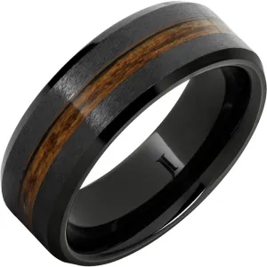 Black Ceramic Black 8 mm Teak Wedding Band Size 10