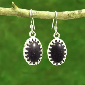 Blue Goldstone Gemstone Earrings