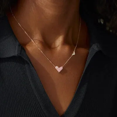 Blushing Heart Rose Gold Sterling Silver Necklace