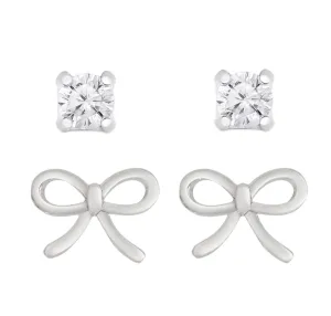 Bow and CZ Stud Set